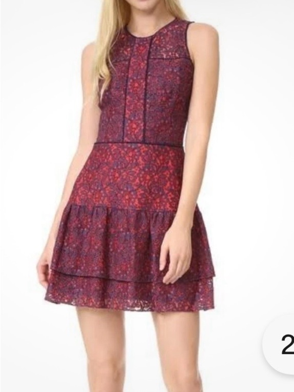 Parker Nerissa Lace Mini Dress Size M Reef Red Navy Blue